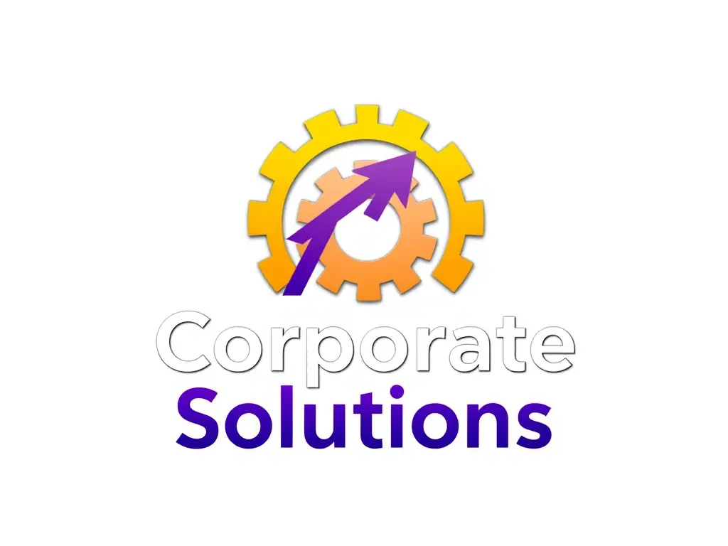 Logo of a fictional company 'CorporateSolutions', a consulting firm specializing in corporate strategy and innovation, displayed in a conference sponsor section.